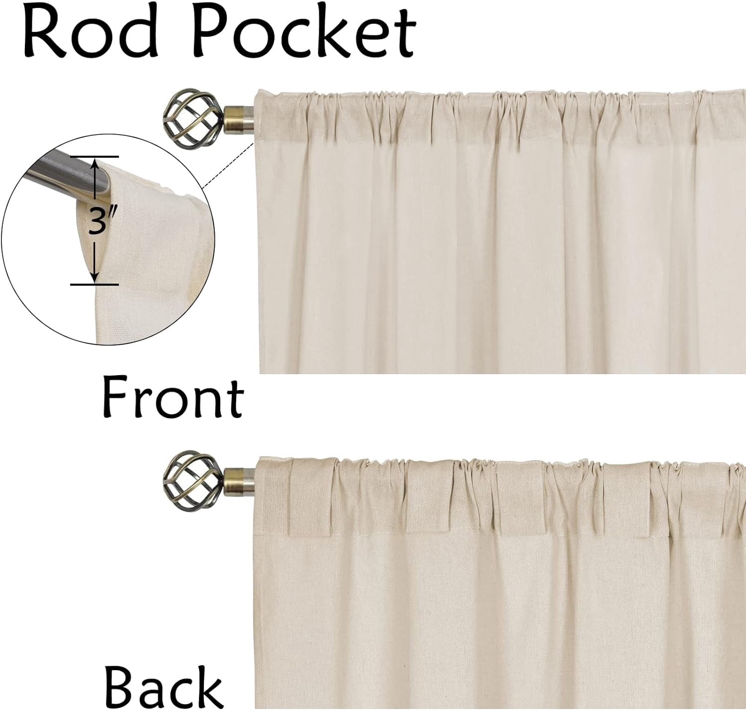 Alishomtll Farmhouse Curtains Sage Green Stripe Cotton Linen Button Boho Rustic Rod Pocket Back Tab Window Drapes for Living Room ,52 x 84 Inch, 2 Panels