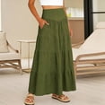 thumbnail image 6 of GUACER Women's High Waisted Tiered Maxi Skirt with Pockets Boho A-Line Flowy Long Skirt Lightweight Summer Swing Skirts, 6 of 8