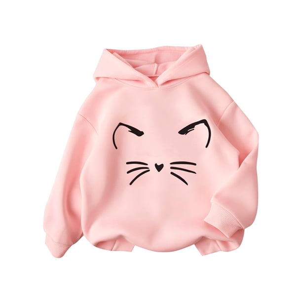 Sudadera con Capucha para Niñas PATPAT Orejas de Gato Rosa Talla 5-6 Años
