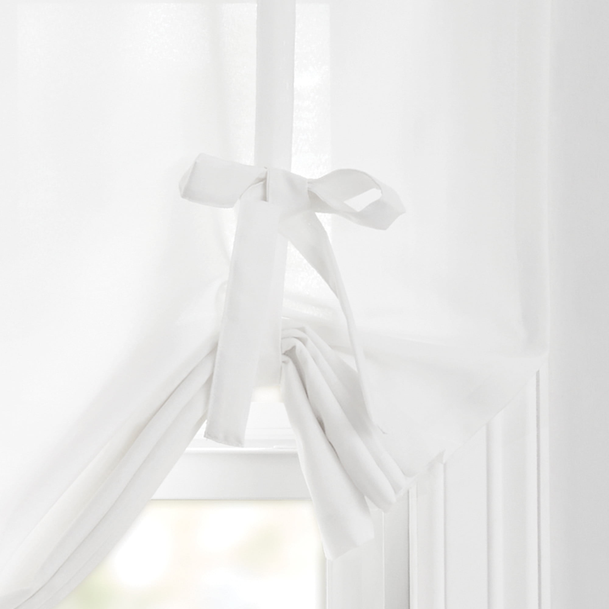 Mainstays Tie up Balloon Shade Pole Top, Arctic White, Polyester, Recycled Poly, 42"W x 63"L, 1 Piece, Indoor Curtain, Adult