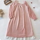 thumbnail image 4 of Camisón grueso de franela lisa para mujer: ropa de estar por casa que se pone por la cabeza, pijama suave y cálido para otoño/invierno, 4 of 4