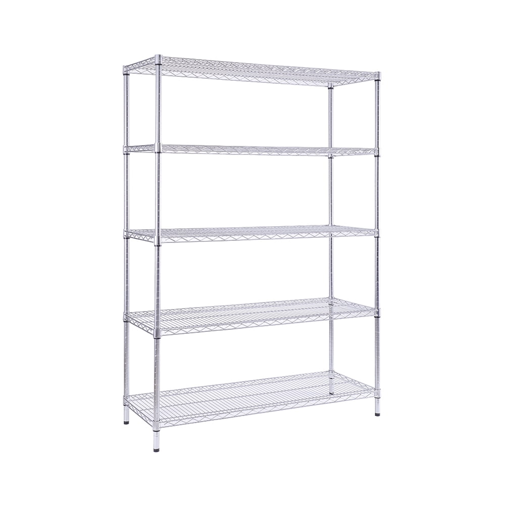 5 tier commercial chrome shelving unit 18x48x72in