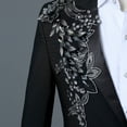thumbnail image 5 of JUUYY Men's 2 Pieces Luxury Embroidered Suits 1 Button Print Dinner Tuxedo Jacket Pants Prom Wedding Elegant Blazer Dress Suit Black M, 5 of 7