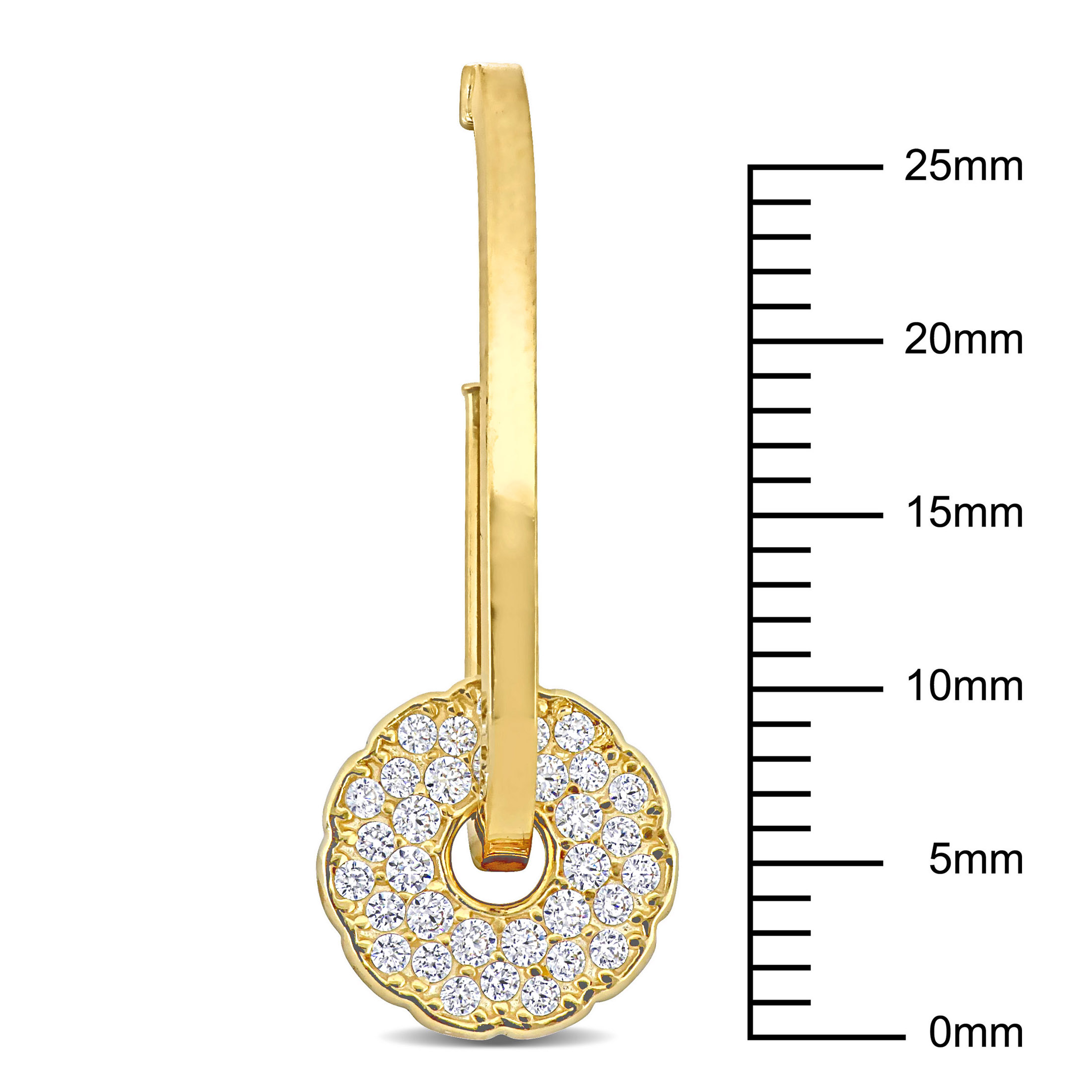 Everly Women's 10K Gold Hoop Earrings with Cubic Zirconia Disc - Dainty Fashionable Cluster Hoops