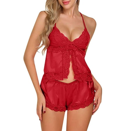 

fvwitlyh Womens Winter Pajamas Womens Large Loose Pajamas Lace Soild Pajamas Bride Getting Ready Button up Shirt