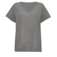 thumbnail image 3 of Fesfesfes Women's Fashion T-shirt Solid Color Slit Raglan Sleeve V-Neck Blouses Summmer Pullover Breathable Daily Wearing Tops(Gray,S), 3 of 6