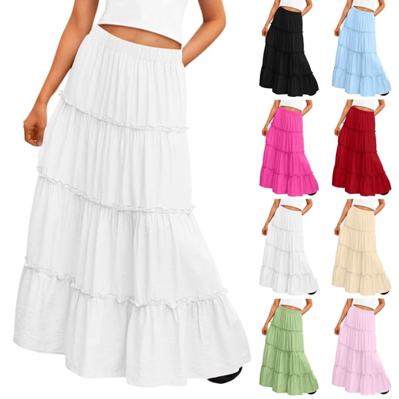Purcolt Skirts for Girls Boho High Waisted Maxi Skirt Cute Trendy Preppy Teen Girl Clothes Swing A Line Long Skirts