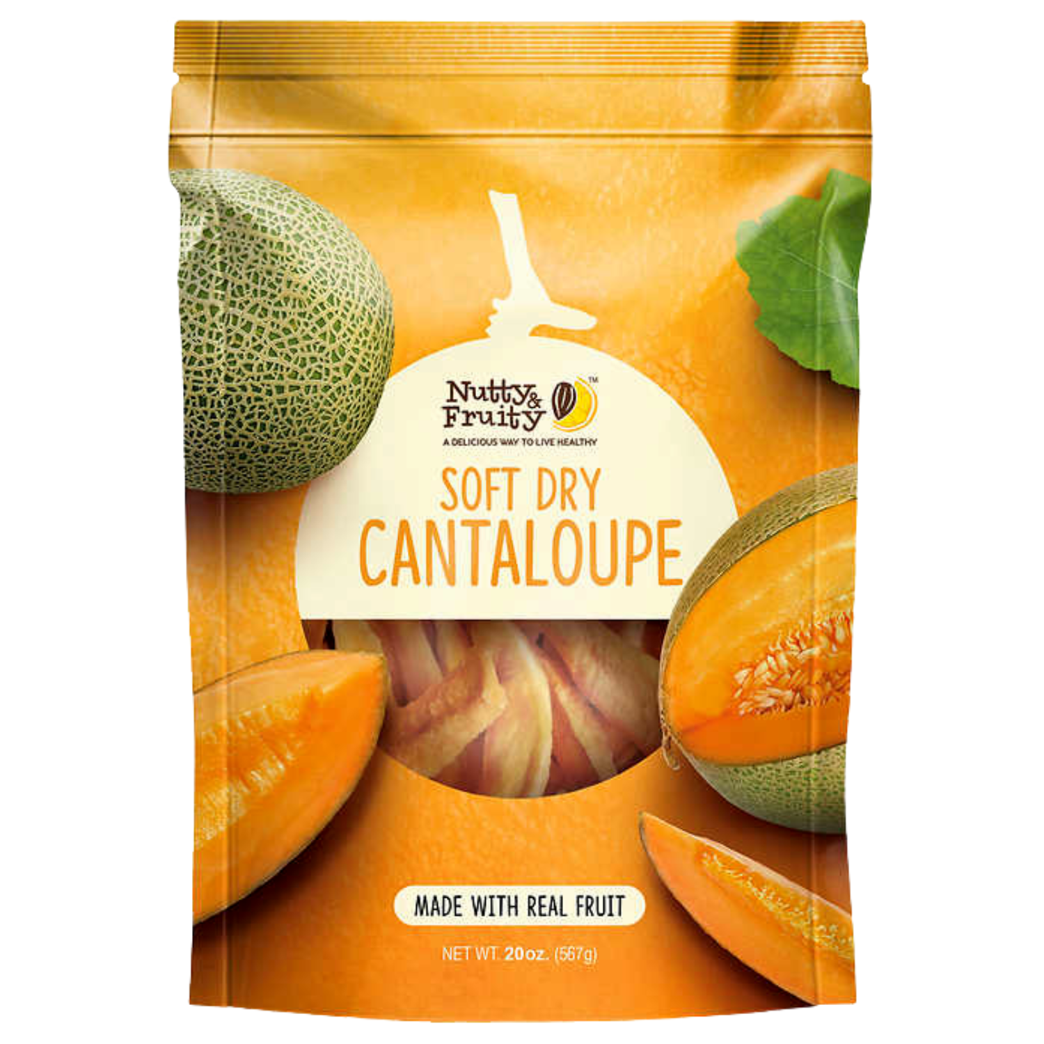 Nutty and Fruity Soft Dry Cantaloupe Resealable Bag Made with Real
