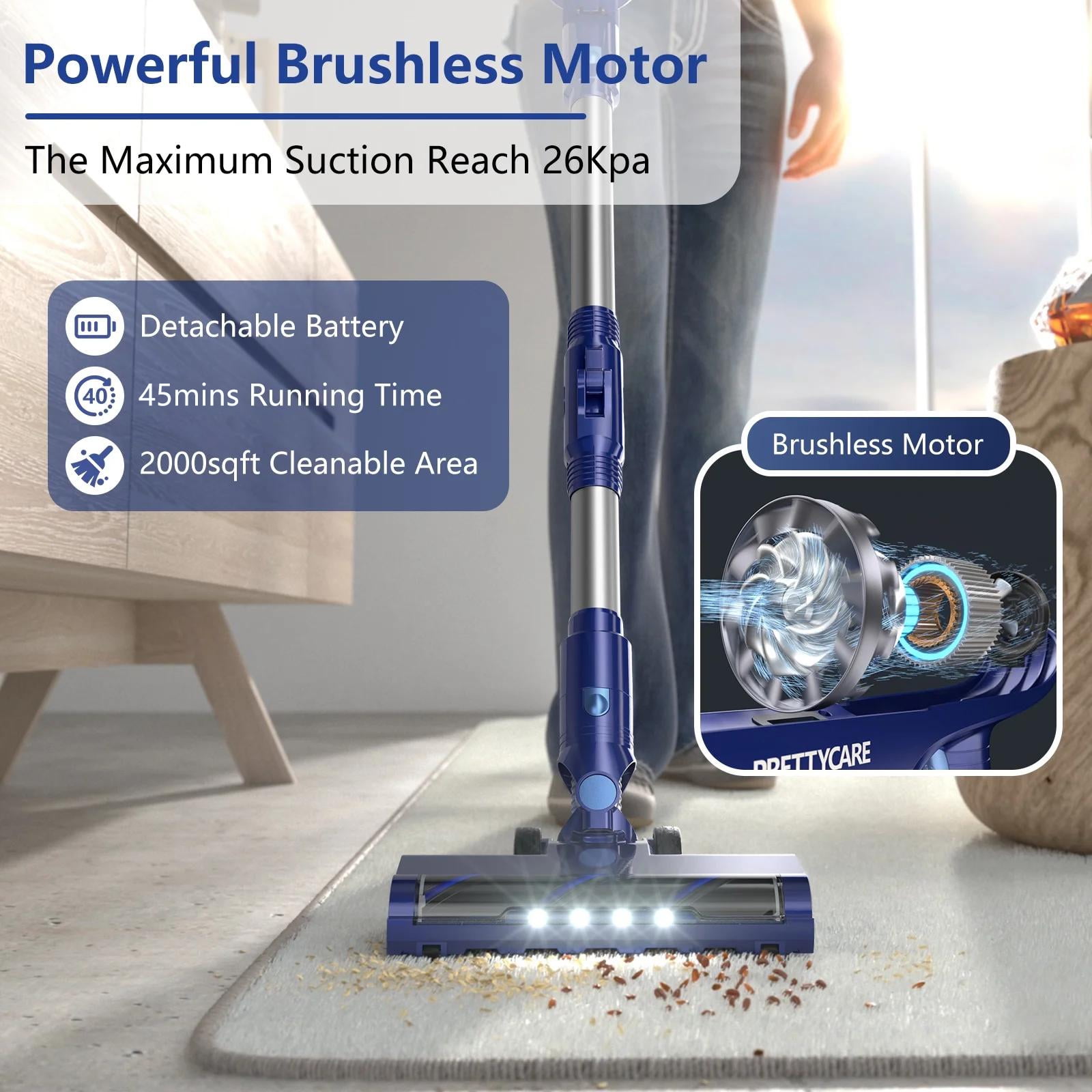 PrettyCare Cordless Vacuum Cleaner, 30Kpa/45min/7-in-1 Stick Vacuum with Foldable Pole, P1 PrettyCare Cordless Vacuum Cleaner, 30Kpa/45min/7-in-1 Stick Vacuum with Foldable Pole, P1 - Image 8