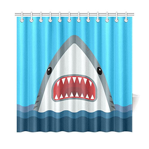Jaws Shower Curtain Shark Underwater Ocean Nautical Summer Beach Sea Blue 70x70 