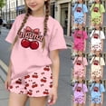 thumbnail image 3 of DJDLJWCJ Teen Girls Outfits 2 Piece Girls Crewneck Graphic Printed T Shirt with Elastic Waist Comfortable Summer Shorts Set White Size 9, 3 of 7