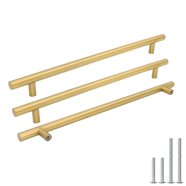 Goldenwarm Euro Bar Manijas para gabinetes Tiradores modernos para gabinetes - Hardware moderno para cajones Tiradores de barra en T de 10 pulgadas Tiradores para muebles de dormitorio de baño de acer