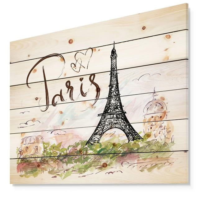 Design Art - Paris Eiffel Towerwith Paris Scribbling