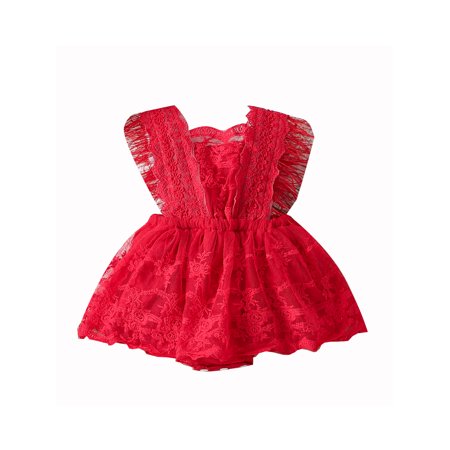 

Bagilaanoe Newborn Baby Girl Rompers Dress Feather Sleeveless Bodysuits 3M 6M 12M 18M 24M Infant Lace A-line Dresses