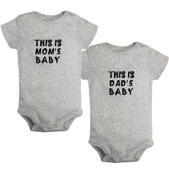 iDzn Pack of 2, This is Mom's & This is Dad's Baby Twins Novelty Rompers For Babies, Newborn Baby Unisex Bodysuits, Infant Jumpsuits, Toddler 0-24 Months Kids One-Piece Oufits