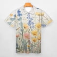 thumbnail image 3 of Wildflowers Floral Men Zipper T-shirt Summer Casual Short Sleeve T-shirt Top, 3 of 7