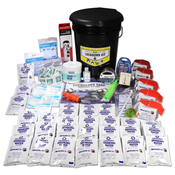 Deluxe Classroom Emergency Kit for Schools – Lockdown & Disaster Bucket Kit with Food, Water, First Aid, Radio, Sanitation & Survival Tools for 30 Students & Teacher