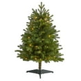thumbnail image 2 of Nearly Natural Clear Prelit LED Green Decorated Fir Christmas Tree, 3', 2 of 7