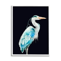 Stupell Industries Blue Heron Pattern Winged Bird over Black, 11 x 14, Designed by Patti Mann