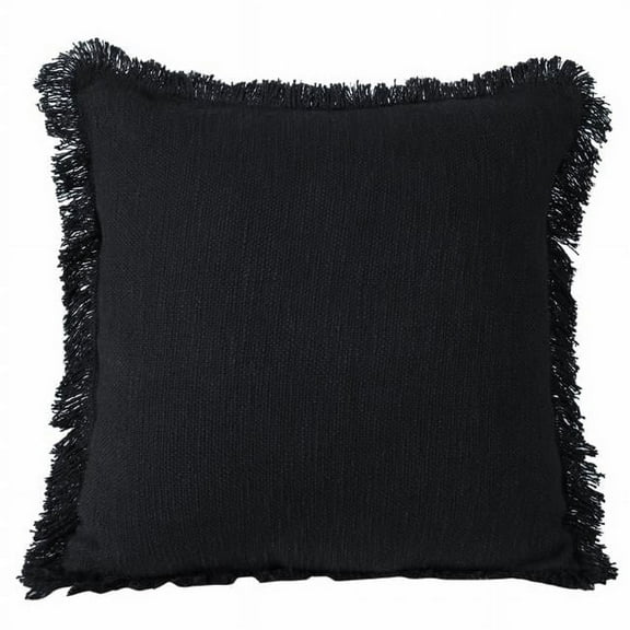 4 x 20 x 20 in. Black Solid Color Zippered 100 Percent Cotton Throw Pillow - Set of 2