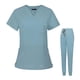 thumbnail image 1 of Conjunto de uniformes médicos de enfermería con bolsillos, conjunto de pantalones suaves elásticos, transpirable, traje de jogger para , Azul claro, M Salvador Pantalones superiores, 1 of 7