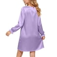 thumbnail image 5 of Girls Satin Nightgown Long Sleeve Ruffle Cuff Crewneck Dress Kids Casual Comfy Loose Outfits for Lounge Wear Purple 9-10 Years, 5 of 8