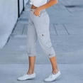 thumbnail image 7 of Cargo Capri Pants for Women Elastic High Waisted Classic Fit Capris Trousers Summer Casual Cargo Capris with Pockets, 7 of 7