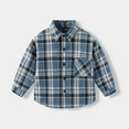 thumbnail image 2 of Ltctricy Children's Plaid Button down Shirts Unisex Boys Girls Cotton Long Sleeve Collared Blouses Casual School Tops(Blue,4-5 Years), 2 of 3