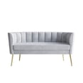 thumbnail image 6 of Home Design Moveis Velvet Flared Arm Loveseat with Bench and Coffee Table, Channel-Tufted Back and Metal Legs, Modern Living Room Set, Silver Gray, 6 of 11
