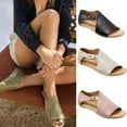 thumbnail image 2 of huanledash Summer Women Faux Leather Flat Sandals Buckle Strap Slippers Fish Mouth Shoes, 2 of 7