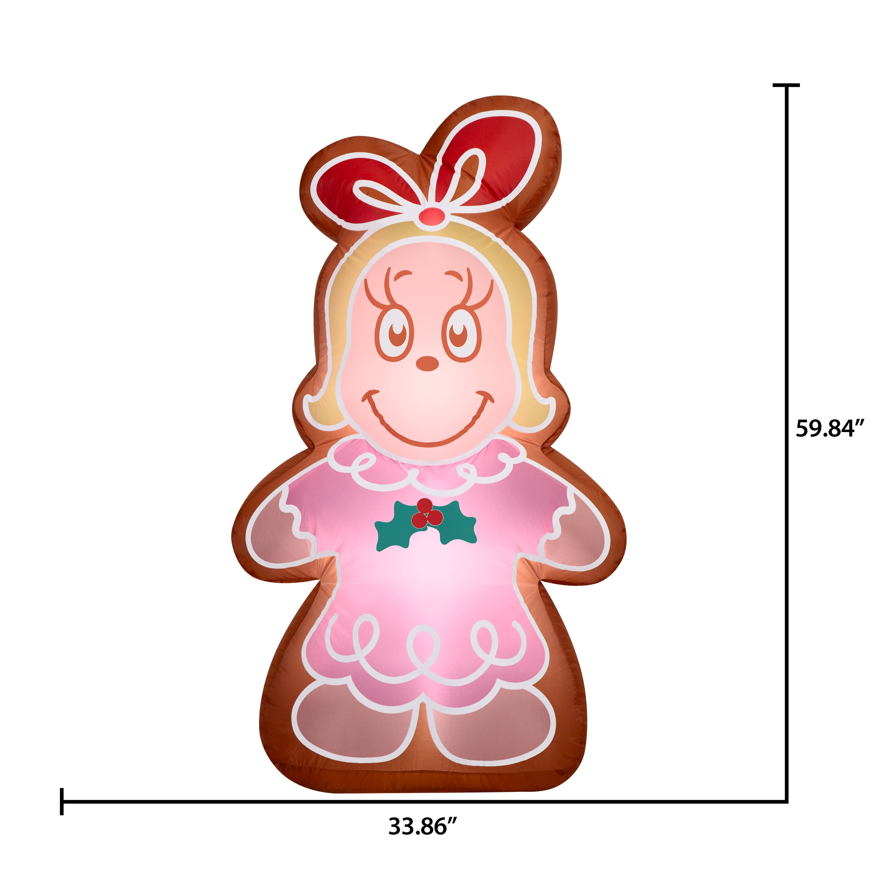 Airblown Christmas Yard Inflatable Light Photorealistic Cindy as Gingerbread Dr. Seuss, 5 ft