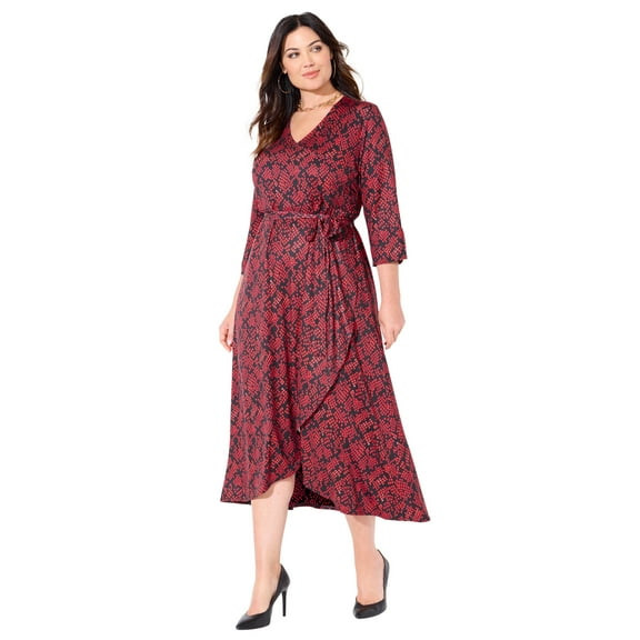 Catherines Women's Plus Size Easy Faux Wrap Dress