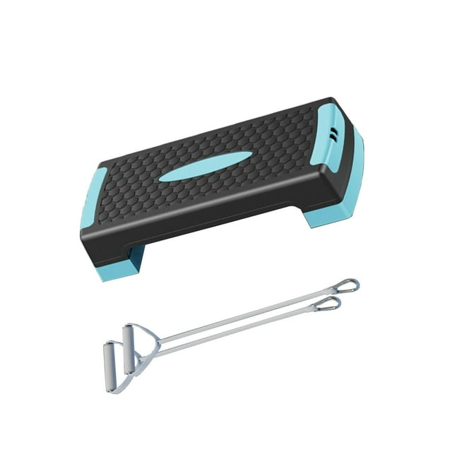 Stepper para ejercicios aeróbicos, ajustable, estable, portátil, para ejercicios cardiovasculares, superficie texturizada antideslizante, con elevador Azul Negro