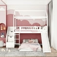 thumbnail image 3 of [ US IN STOCK] Twin Over Twin Bunk Bed with Two Drawers and Slide, House Bed with Slide, White, 3 of 9