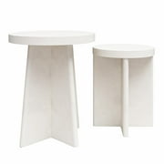 Ameriwood Home Liam End Tables, Set of 2, Faux Plaster