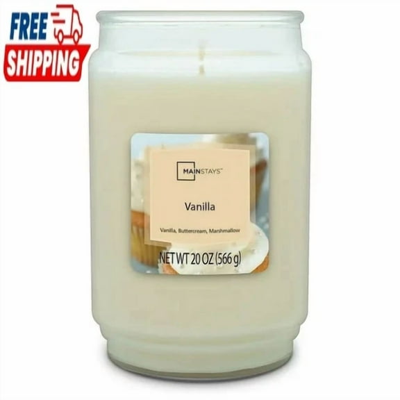 Vanilla Scented Single-Wick Large Glass Jar Candle, 20Oz