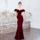 thumbnail image 2 of Vestido de novia largo rojo con hombros descubiertos, vestido de fiesta ajustado con cola de pez para boda y noche para mujer, 2 of 5