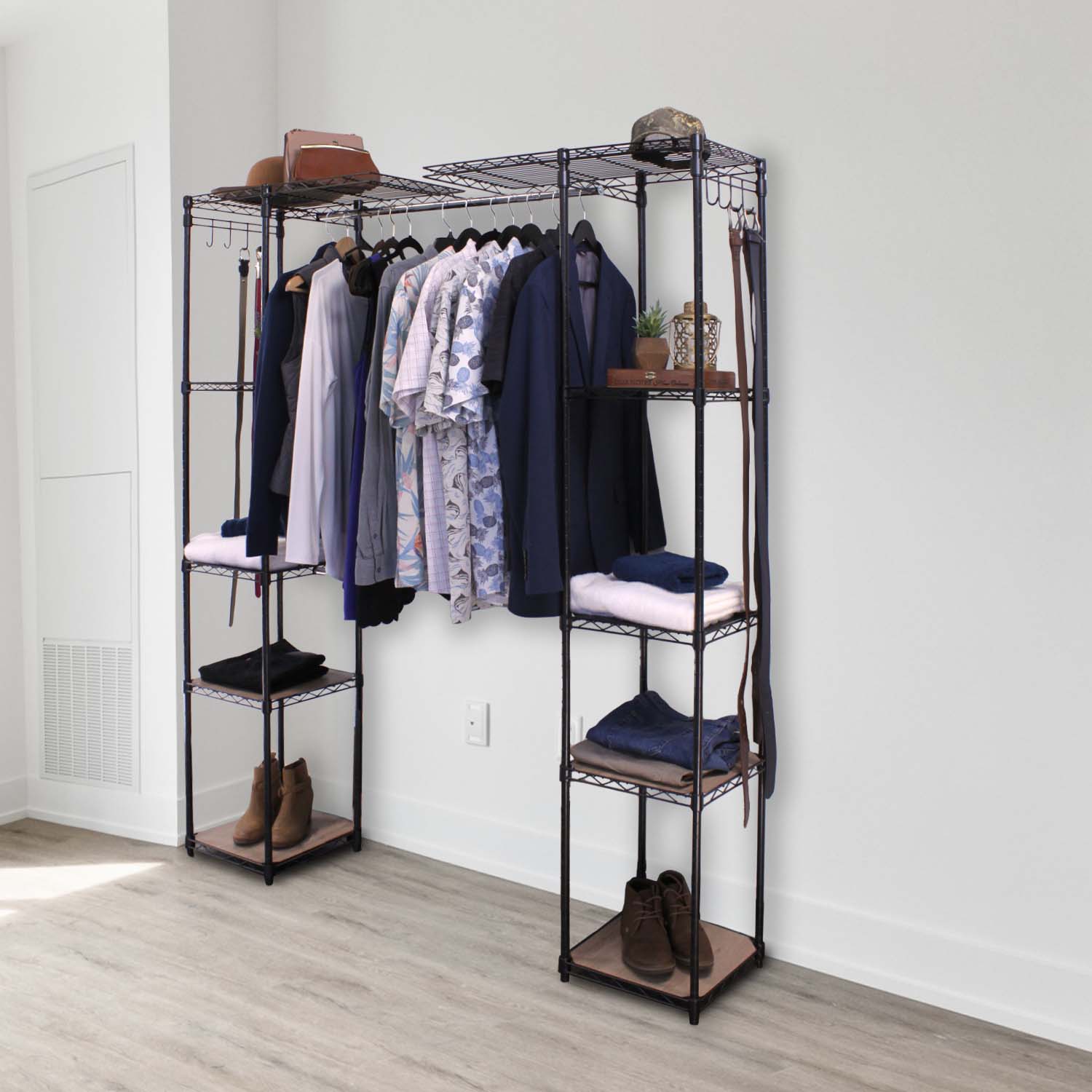 Buy SafeRacks Expandable Clothing Rack with Adjustable Shelves, 14 x 57