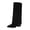 Black, variant on Black Women'S Knee High Boots Slip On Pointed Toe Leg Fit Block Heel Stable Comfortable For Everyday Casual Wear And Outdoor Walking Footwear Size 40
