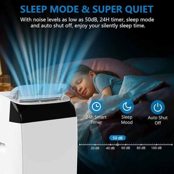 Geetinfly Portable Air Conditioner,14,000 BTU 3-In-1 Powerful AC Units Cools Up to 750 Sq.Ft,Smart Room Air Conditioning with Remote Control and 24H Timer,Standing Air Conditioner for Room