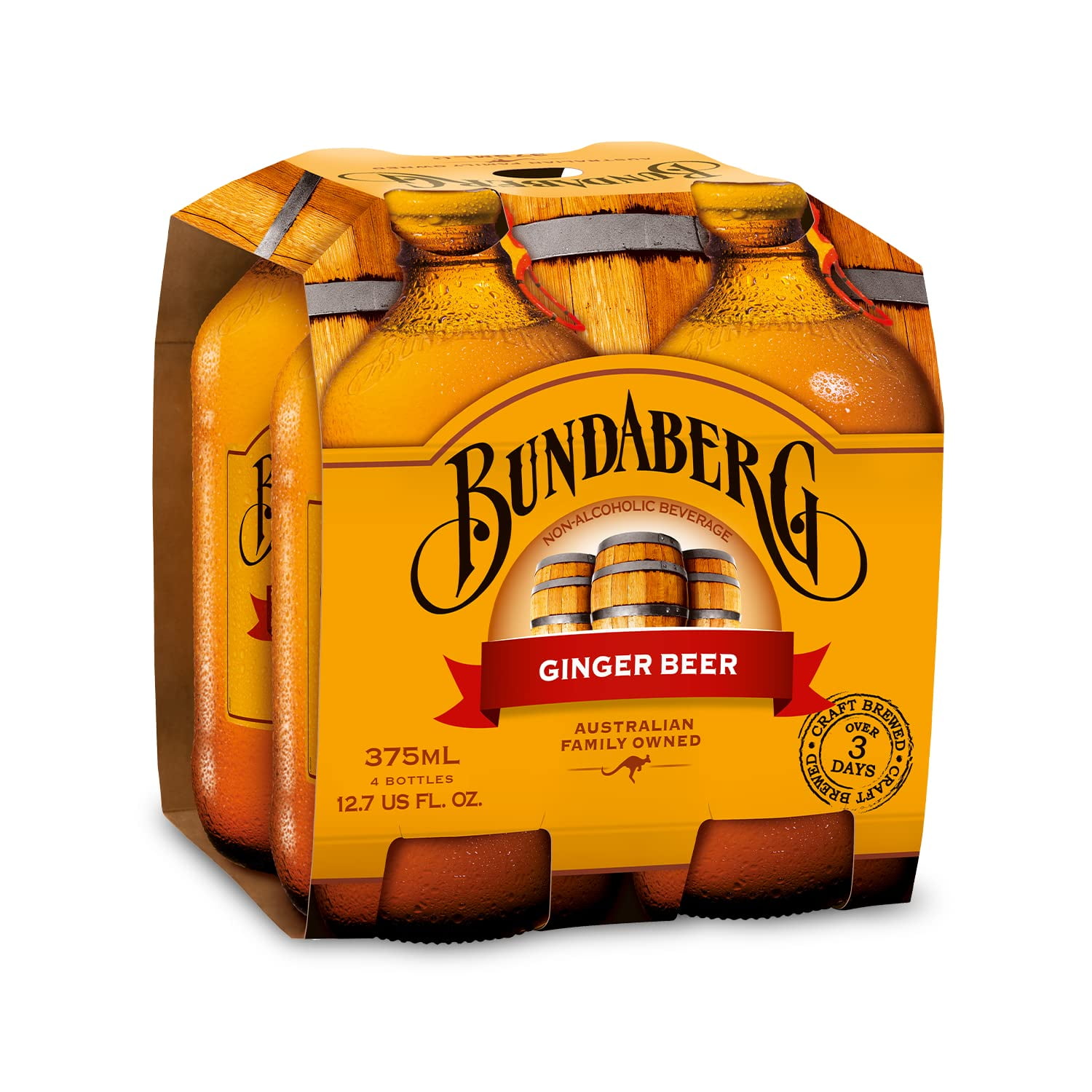 Bundaberg Soda Ginger Beer, 12.7 fl oz, 4 Pack