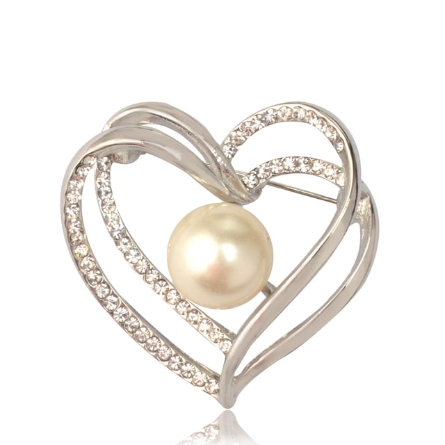 Broches Glitter Patement Plata Plata New Design Patrón de corazón Regalos para Mujeres Joyería Femenina Accesorios Accesorios Accesorios Accesorio Plata Inevent FN001338-01