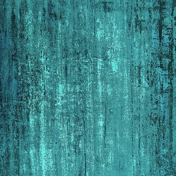 Ahgly Company Machine Washable Indoor Square Oriental Turquoise Blue Industrial Area Rugs, 4' Square