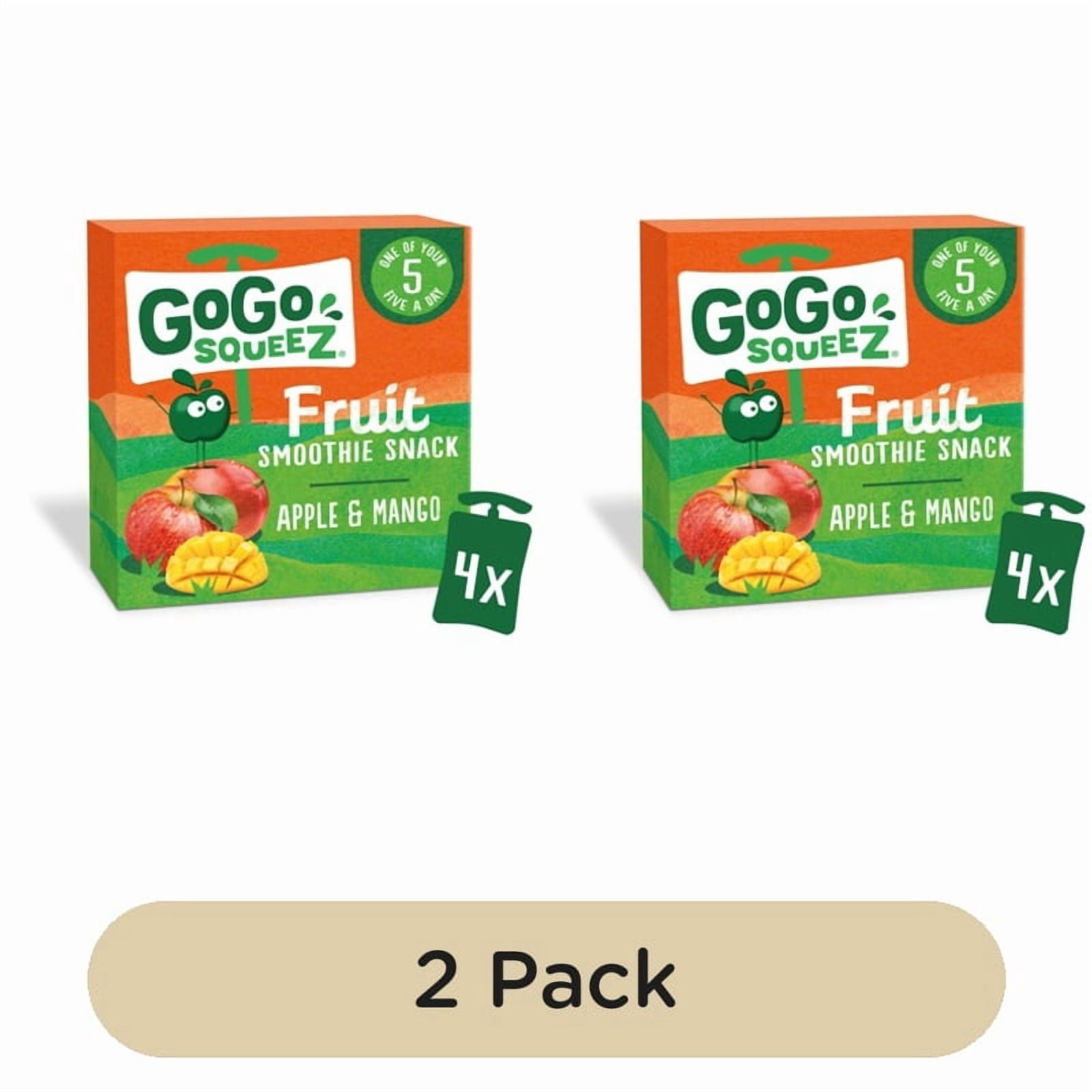 GoGo squeeZ Fruit Smoothie Snack Apple and Mango 4 x 90g, British Import (Pack of 2)