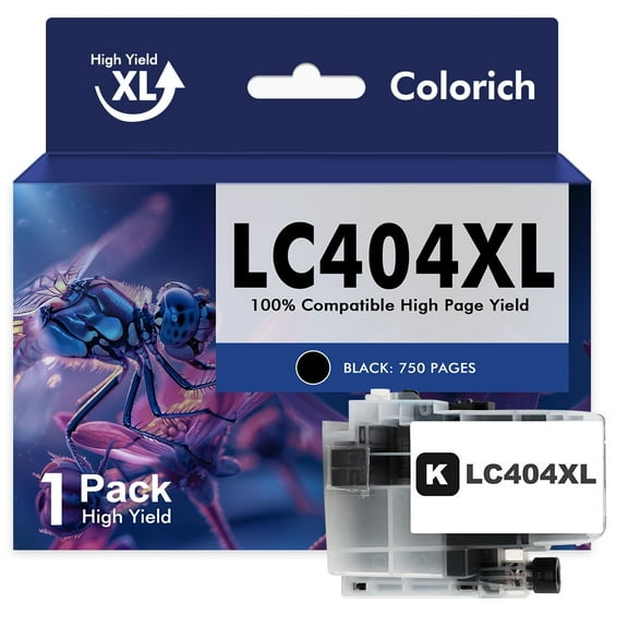 LC404 LC404XL MFC-J1205DW Ink Cartridges for Brother Printer 404XL LC 404 High Yields for MFCJ1205W MFC J1205W XL MFC-J1215W (1 Pack Black)