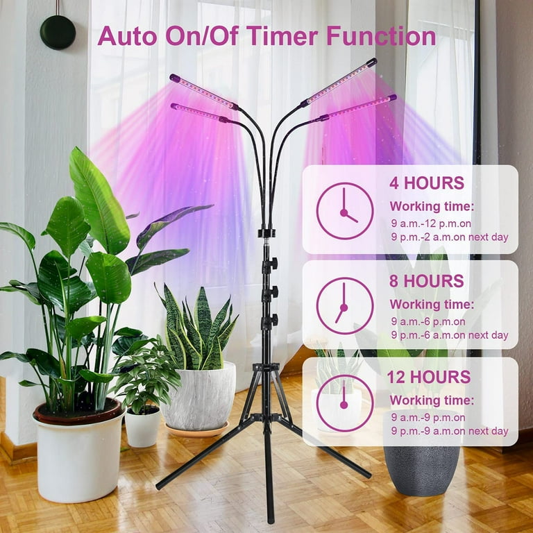 Grow Light with Stand Grow Lights for Indoor Plants Full Spectrum LED Indoor Plant Lights with Remote Control 3 Modes 10 Dimmable Brightness 4 8 12H