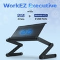 thumbnail image 4 of Adjustable Laptop Cooling Stand with Dual Fans & USB Ports – WorkEZ Executive Foldable Aluminum Laptop Desk for Bed, Couch & Office, Ergonomic Riser for Laptops up to 17”, 4 of 9