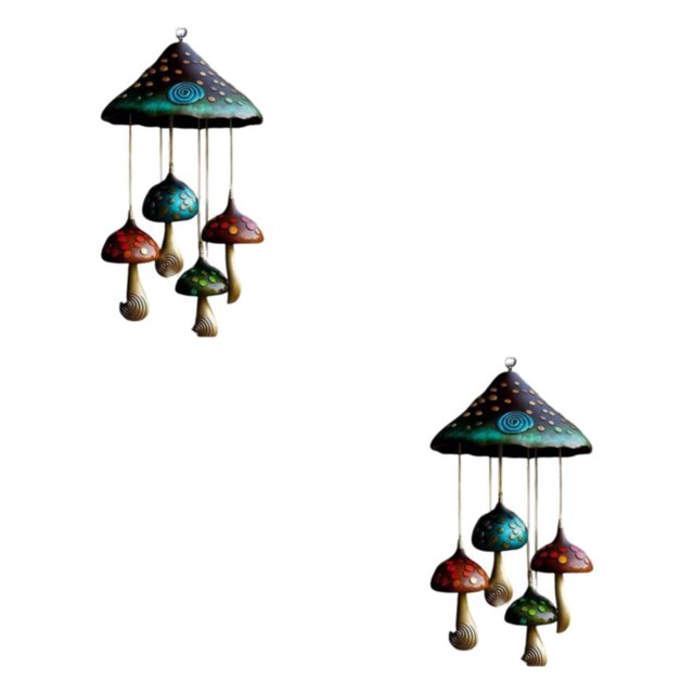 Monstrate Campanillas de viento de hongos: estilo único y materiales de belleza hechos a mano Campanula de hongos hecha a mano de color múltiple 2Conjunto