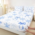 thumbnail image 3 of Homewish Cartoon Bowknot Ribbon Full Size Sheets,Merry Christmas Snowflake Bed Sheets,White Blue Dots Sheet Sets For Girls Boy,Breathable Home Decor,4 Pieces, 3 of 7