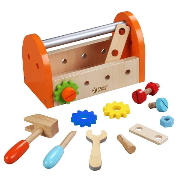 Caja de herramientas Classic World 3511 de madera, 16 piezas
